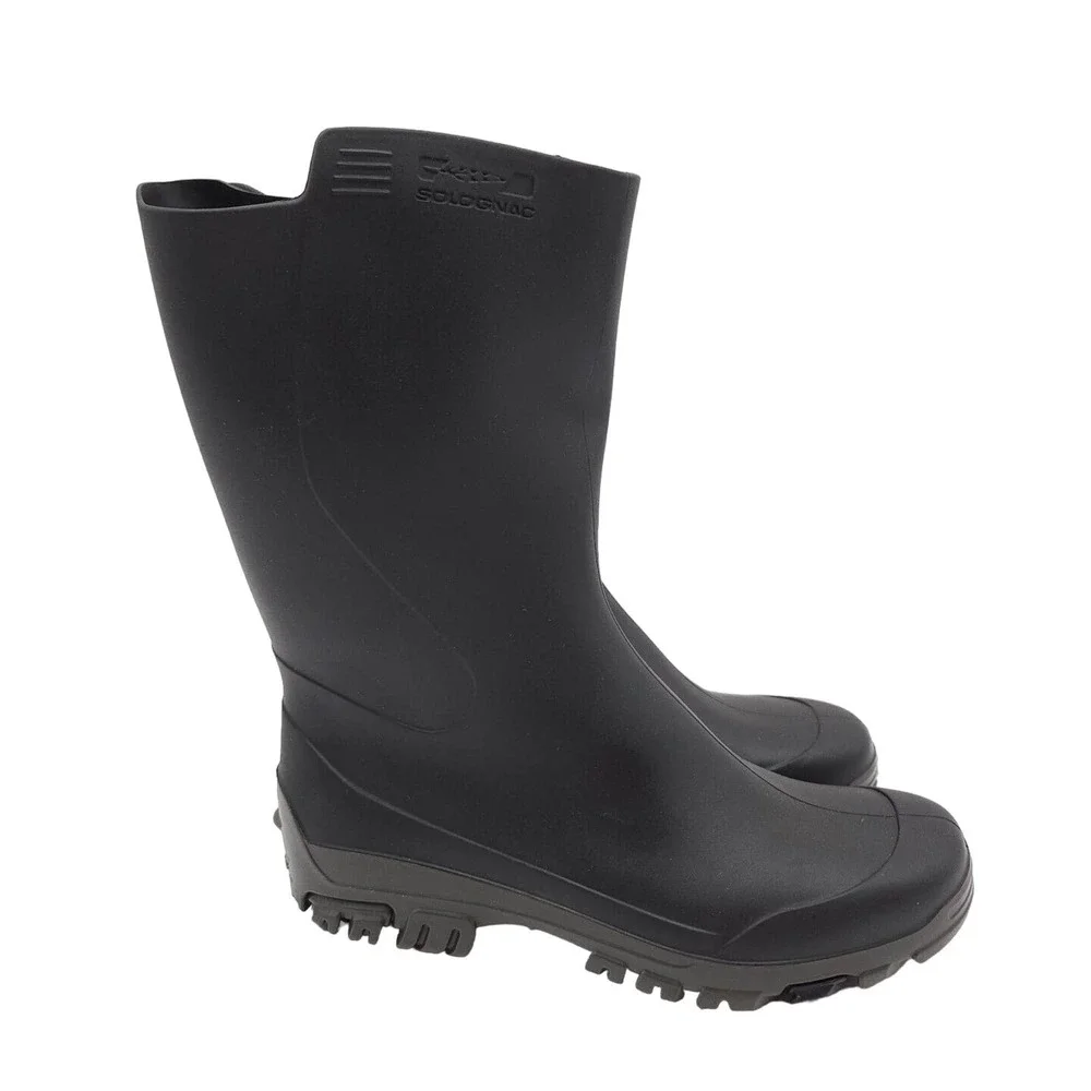Solognac Decathlon‎ (Womens US 3 / 3.5) Black Rubber Rain Water Boots Hunting